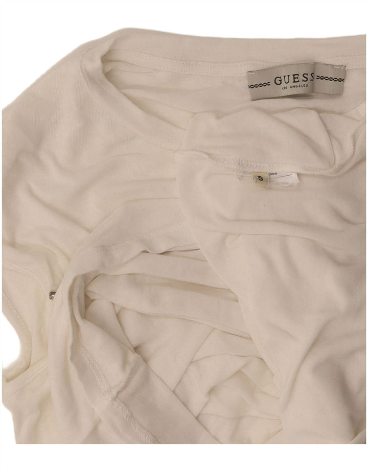 GUESS T-Shirt Femme UK 10 Petit Blanc