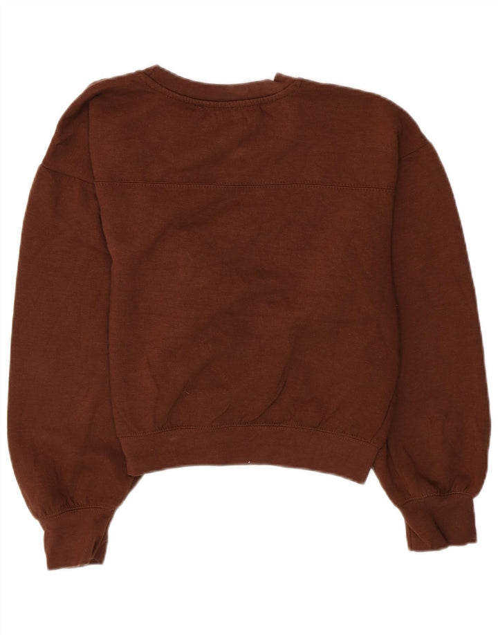Zara Womens Crop Sweatshirt Jumper UK 14 Polyester Marron Moyen