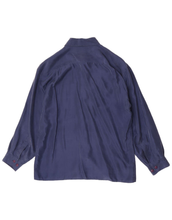 Chemise Homme Vintage Soie Bleu Marine Moyenne