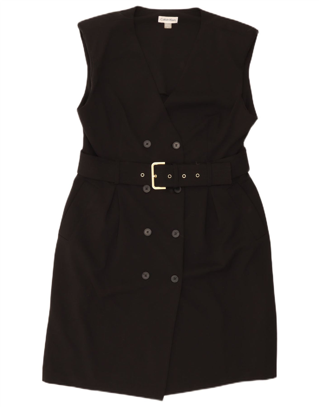 Calvin Klein Robe fourreau sans manches pour femme US 14 Large Noir Polyester