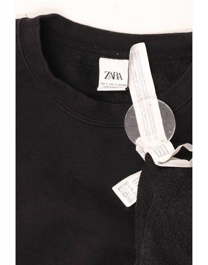 Zara Mens Sweatshirt Jumper Large Noir Coton