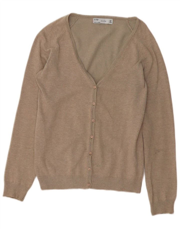 Zara Cardigan Femme Pull UK 14 Grand Nylon Gris