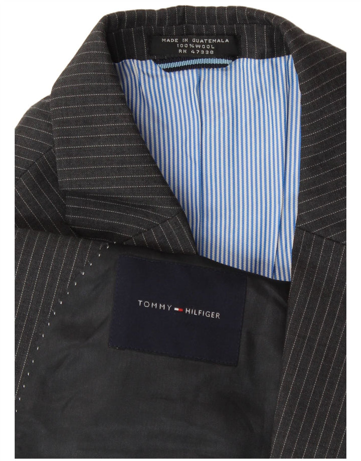 Tommy Hilfiger Veste blazer à 2 boutons pour homme UK 40 Grande laine à fines rayures grises