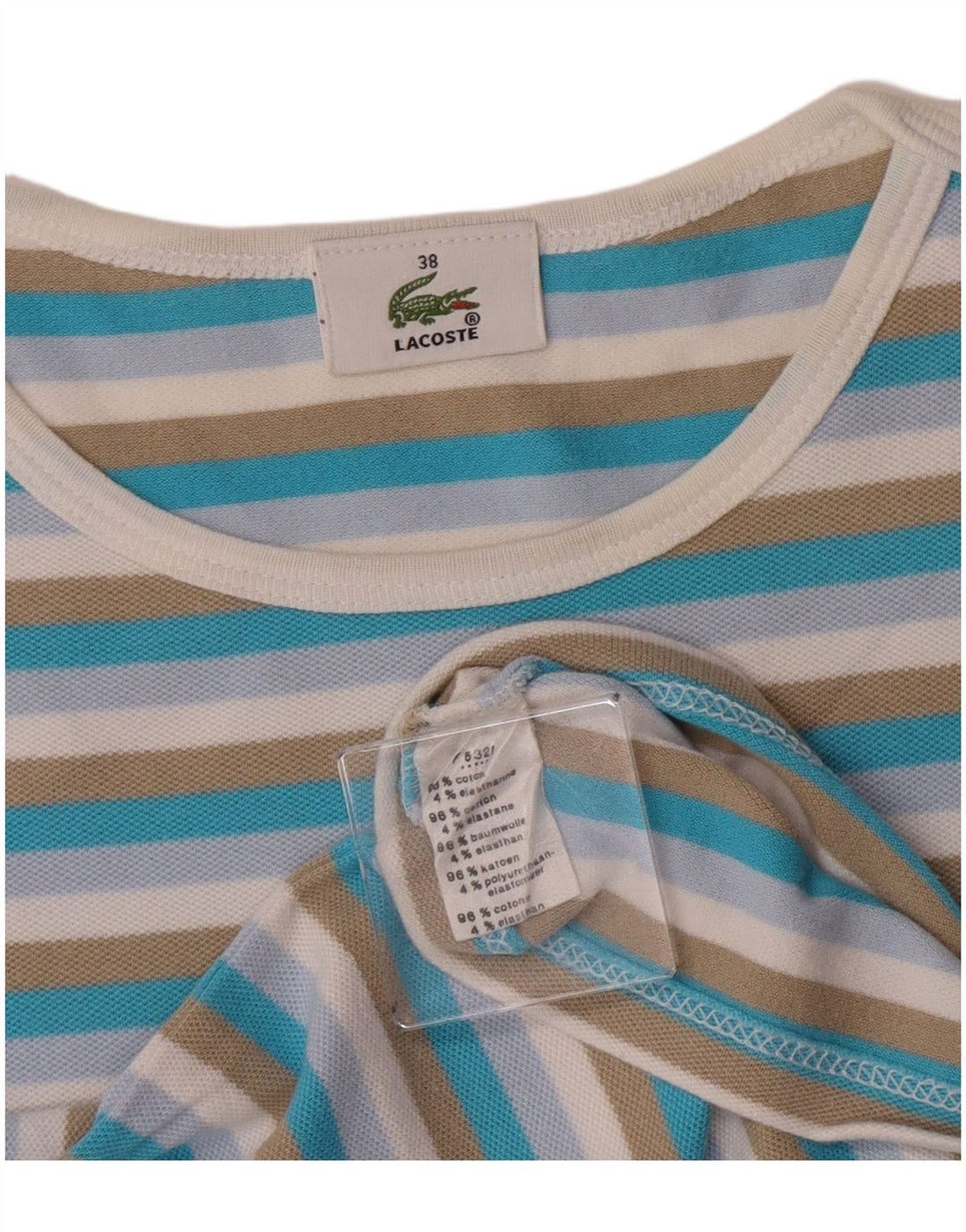 Lacoste Womens Crop T-Shirt Top Taille 38 Coton rayé multicolore moyen