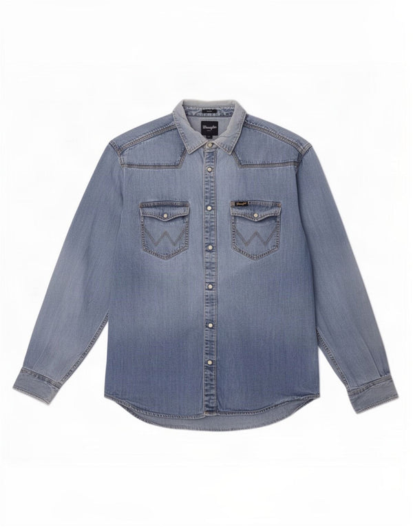 Wrangler Chemise en jean décontractée pour homme XL Bleu coton