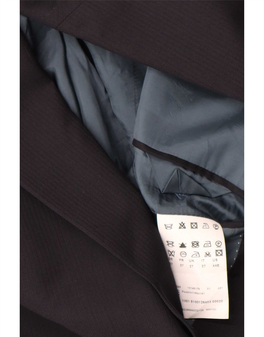 Hugo Boss Veste blazer à 2 boutons pour homme UK 42 XL en laine à fines rayures bleu marine