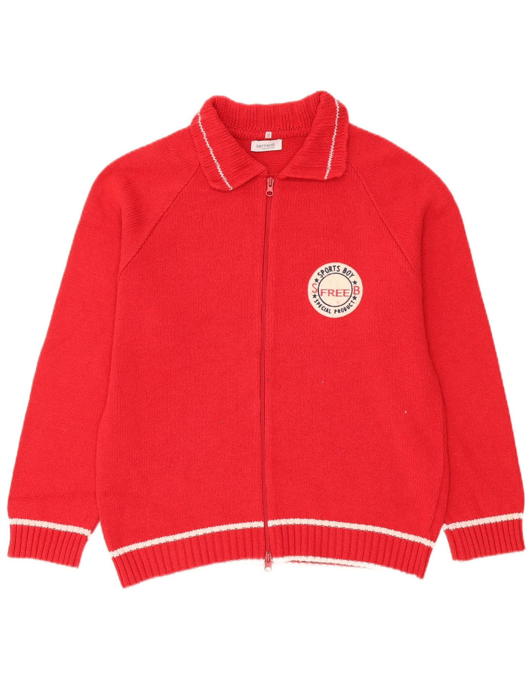 Bernardi Womens Graphic Full Zip Cardigan Pull US 8 Coton Rouge Moyen