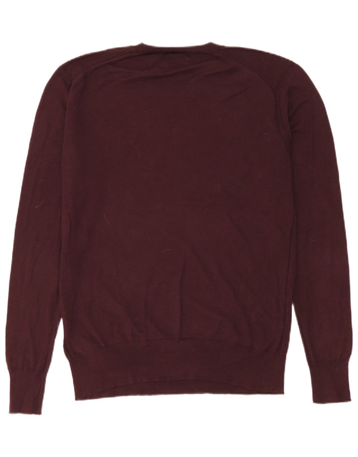 All Saints Pull col rond homme en coton bordeaux moyen