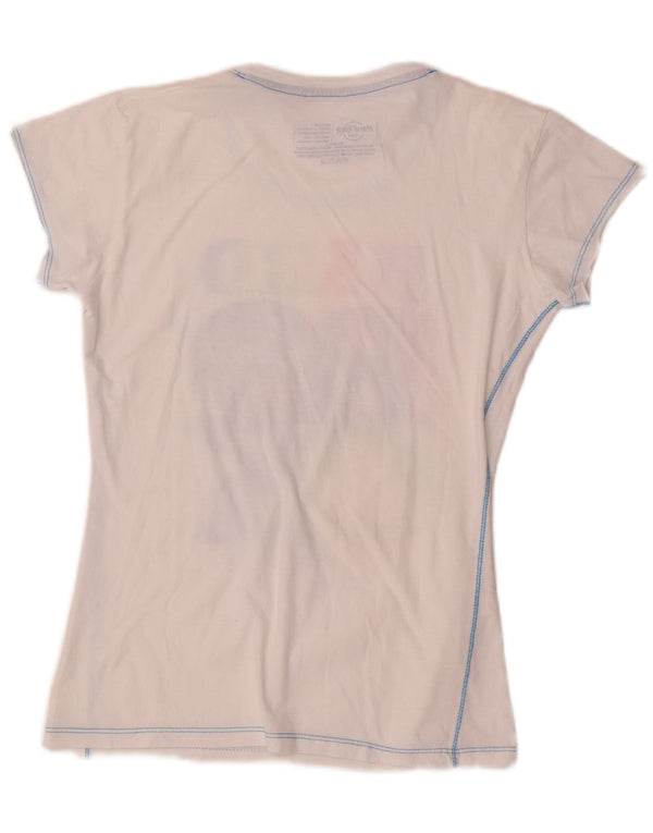 Hard Rock Cafe Paris T-shirt graphique pour femme en coton blanc moyen UK 12