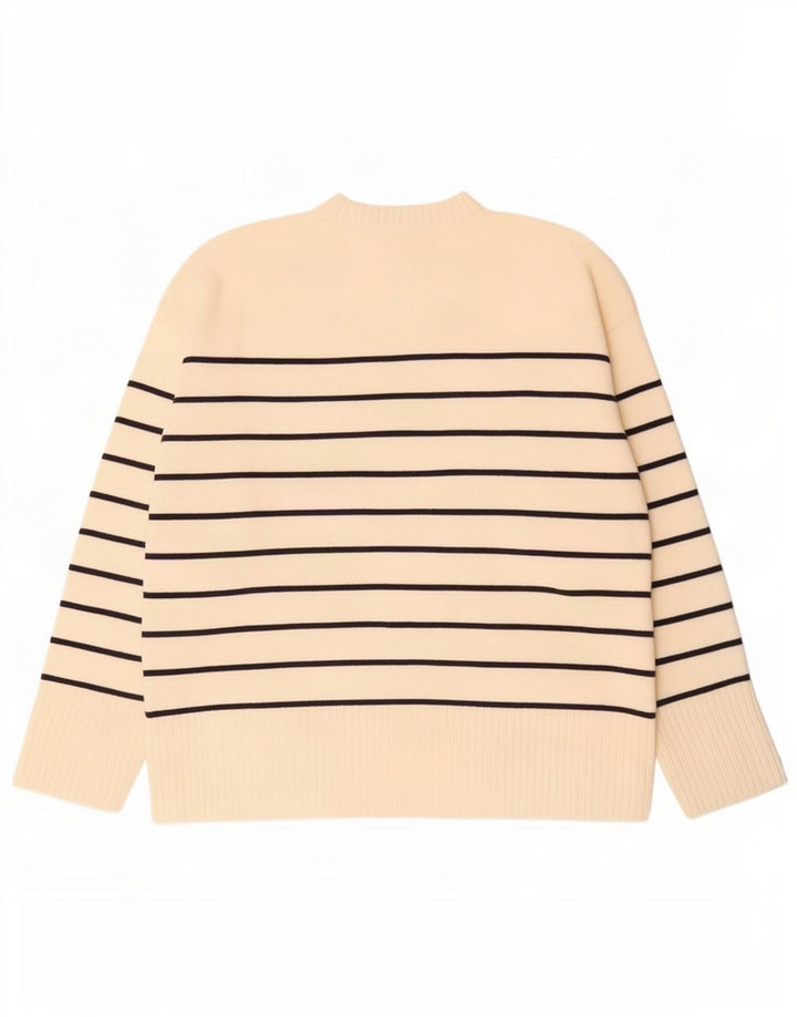 Zara Pull ras du cou pour femme UK 14 Medium Off White Rayé