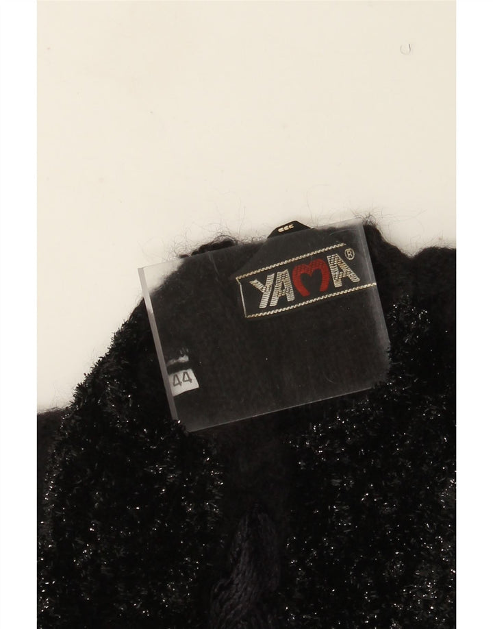 vintage Femme Crew Neck Jumper Pull IT 44 Moyen Noir