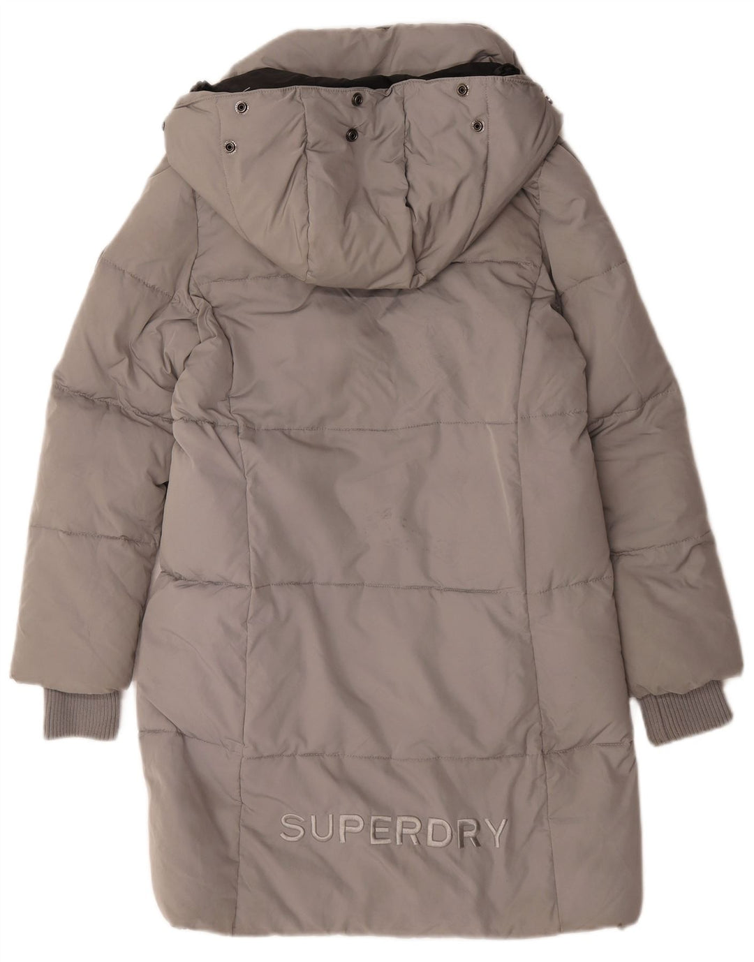 Superdry Manteau matelassé à capuche surdimensionné pour femme UK 10 Petit Gris