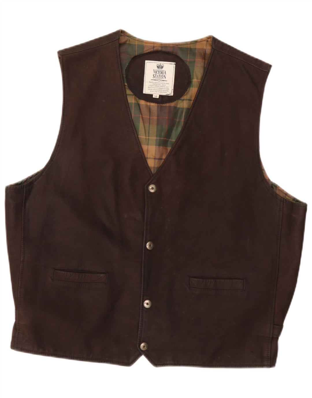 gilet en cuir homme vintage IT 56 2XL Marron