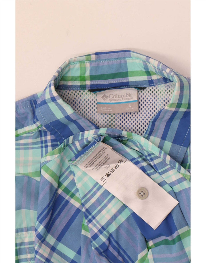Columbia Chemise Garçon 11-12 ans Grand Carreau Bleu Nylon