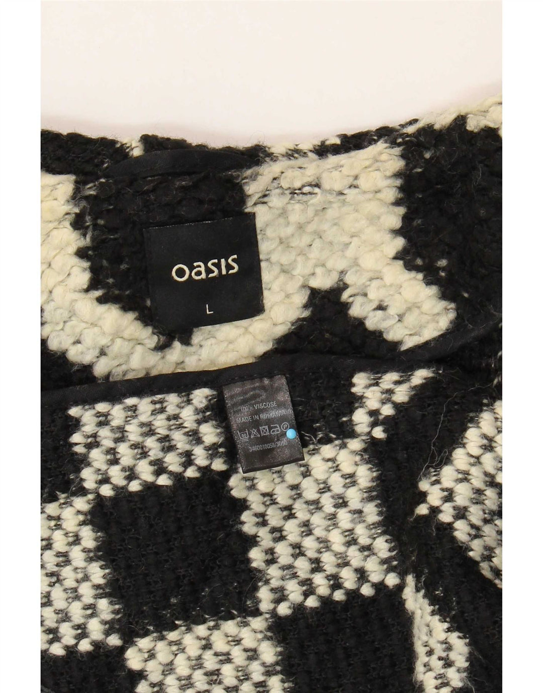 Oasis Pardessus Femme UK 16 Large Viscose Géométrique Noir