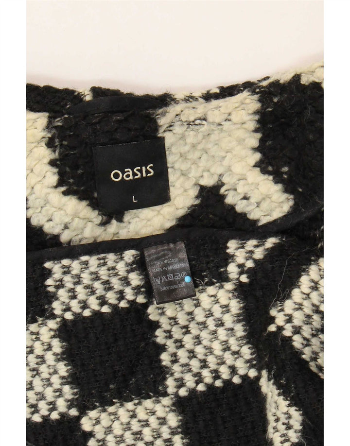 Oasis Pardessus Femme UK 16 Large Viscose Géométrique Noir
