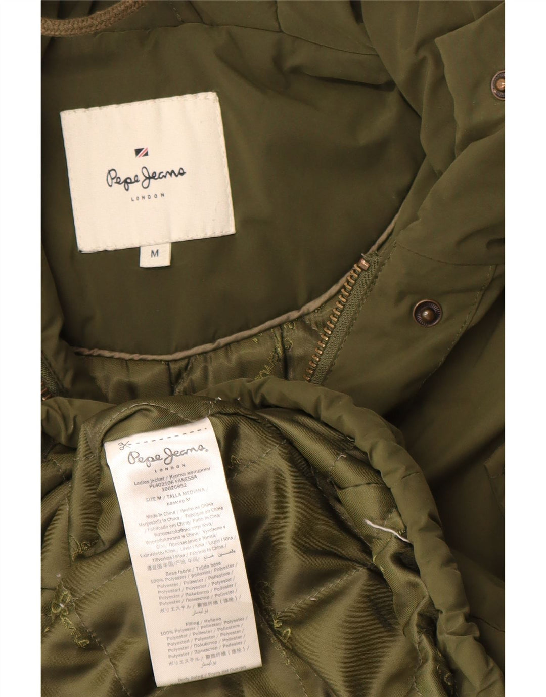 PEPE Jeans Parka à capuche pour femme UK 44 Kaki moyen