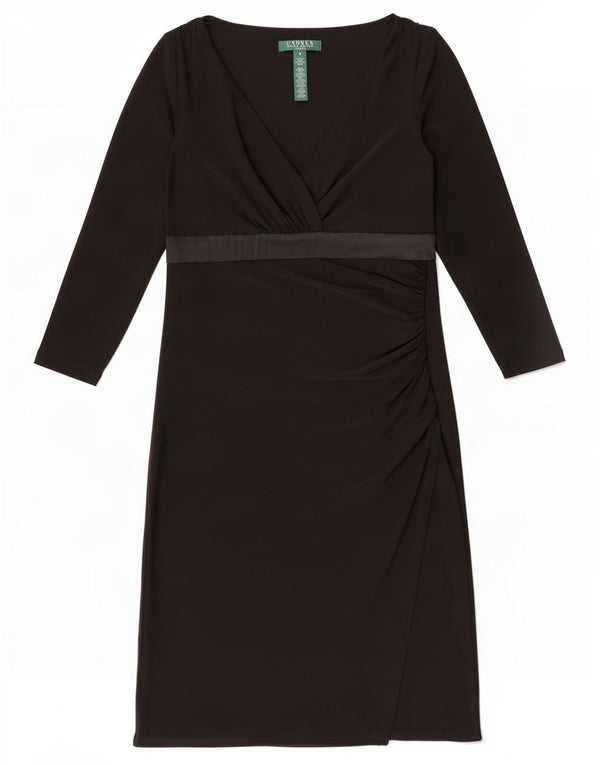 Ralph Lauren Robe fourreau à manches 3/4 pour femme US 4 Small Noir Polyester