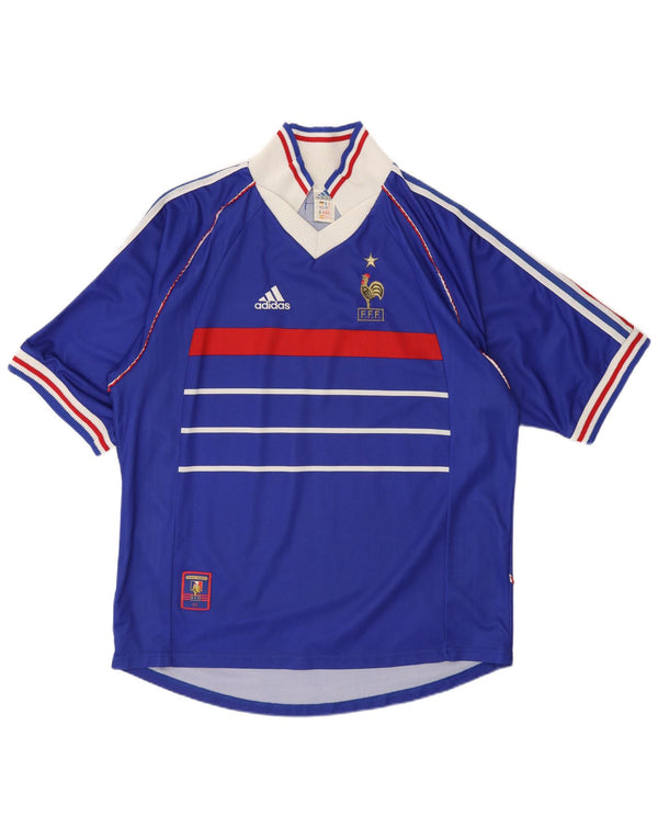 Adidas Maillot de Football France Domicile 1998 XL Bleu Colorblock Polyester