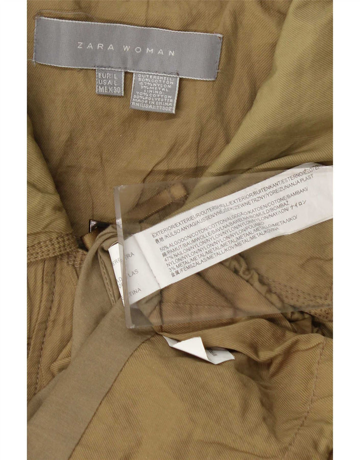 Zara Veste utilitaire pour femme UK 16 Grand coton kaki
