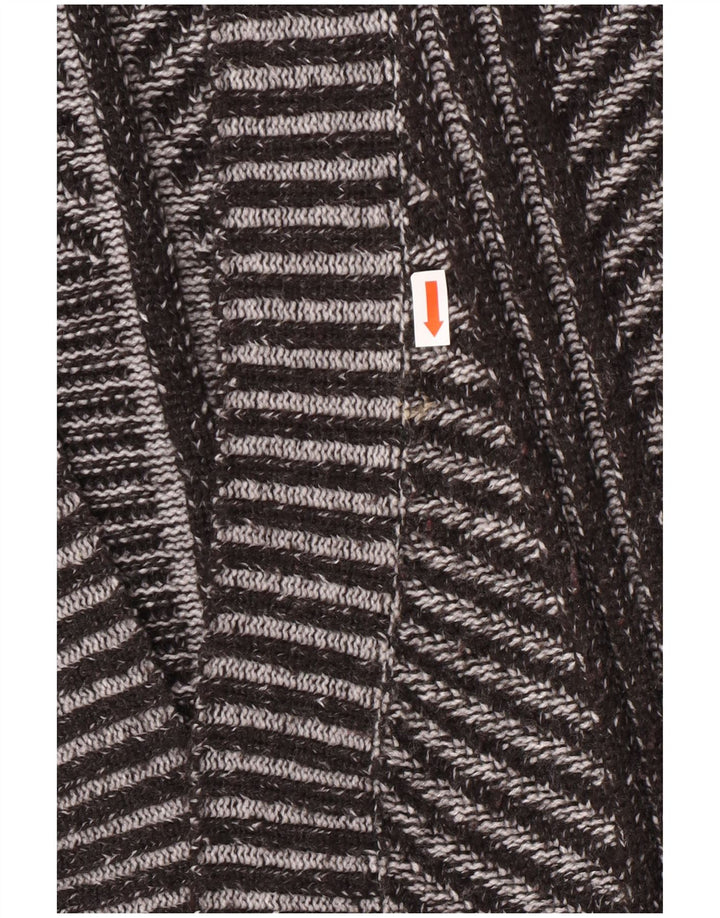 Marks & Spencer Pull Cardigan Ouvert pour Femme UK 26 5XL Acrylique Rayé Gris