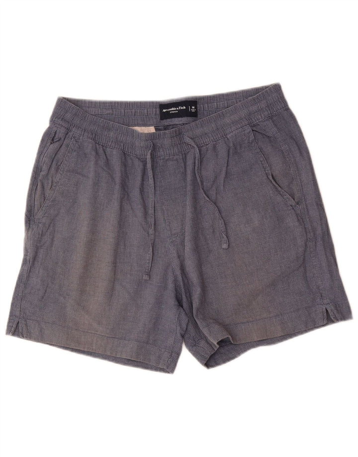 Abercrombie & Fitch Short Chino Femme Moyen W32 Bleu Marine Pied-de-Poule
