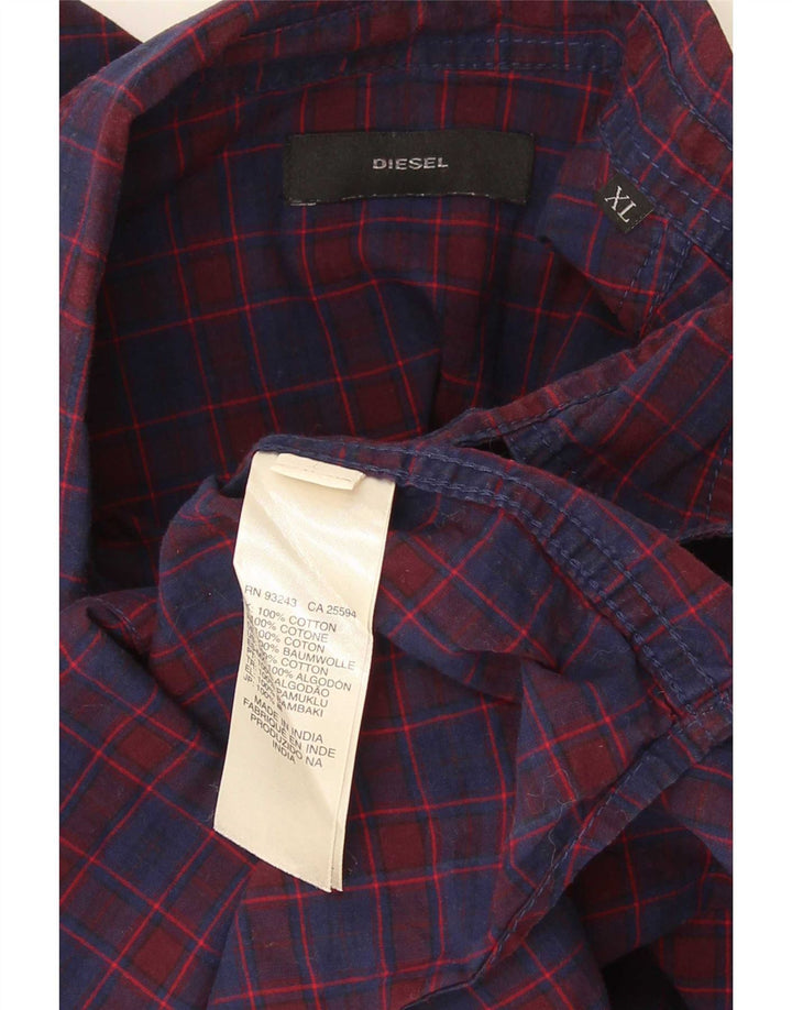 Diesel Chemise Homme XL Bleu Marine Carreaux Coton