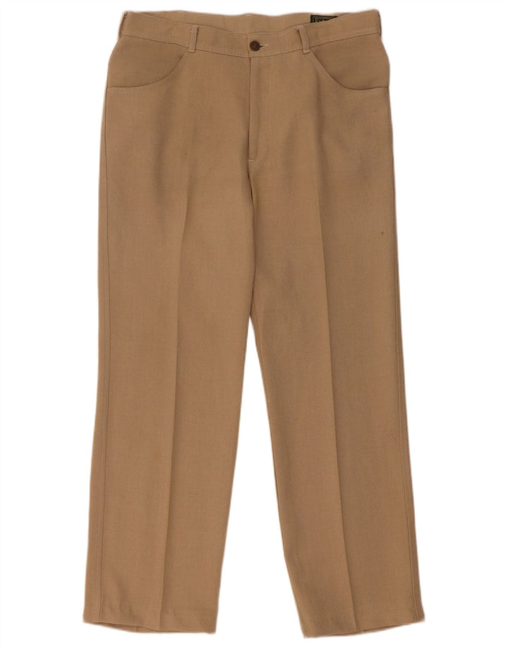 Farah Pantalon décontracté droit pour homme W34 L29 Beige Polyester