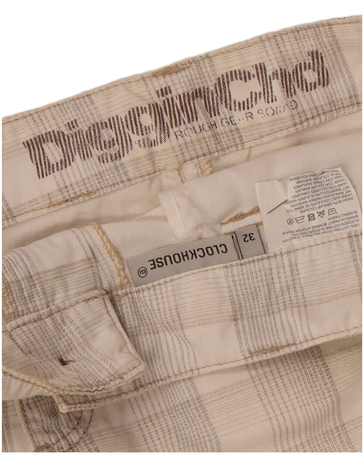 CLOCK HOUSE Short cargo pour homme W32 en coton à carreaux blanc cassé moyen