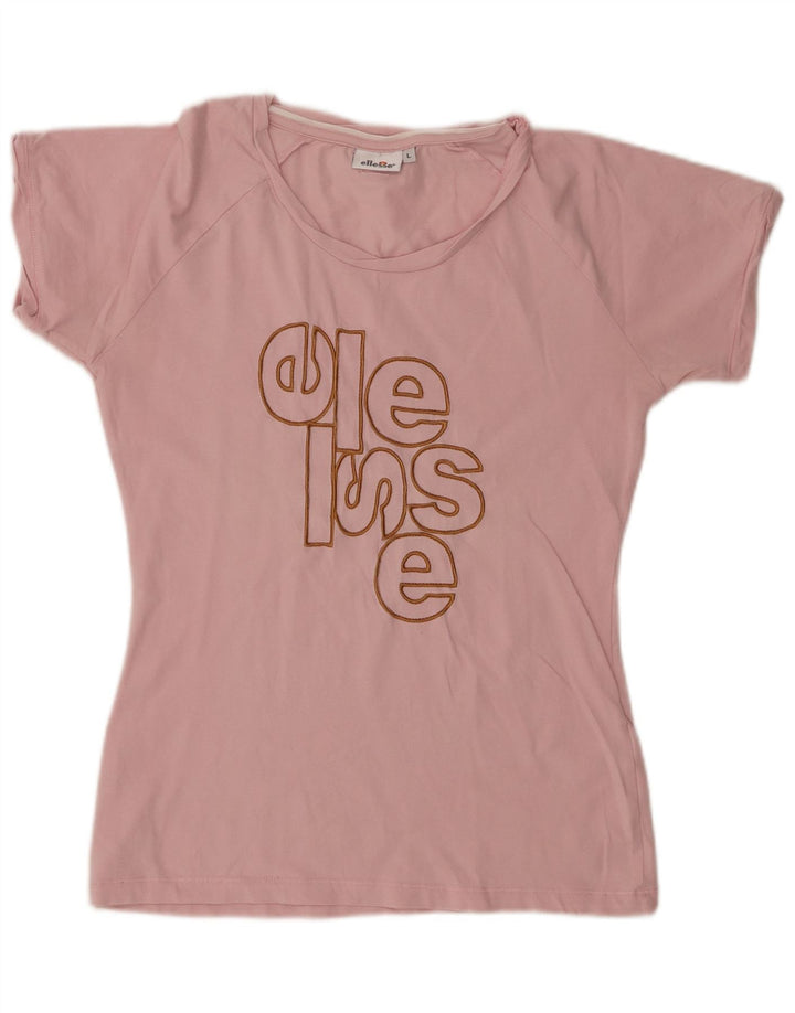 Ellesse T-shirt graphique pour femme UK 14 Large Rose Coton