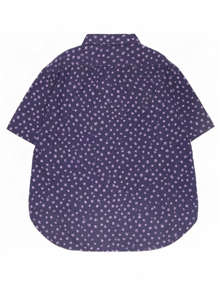 Stefanel Chemise à manches courtes à motif abstrait pour homme en coton bleu marine moyen