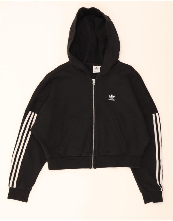 Adidas Pull à capuche zippé surdimensionné pour femme UK 8 Petit coton noir