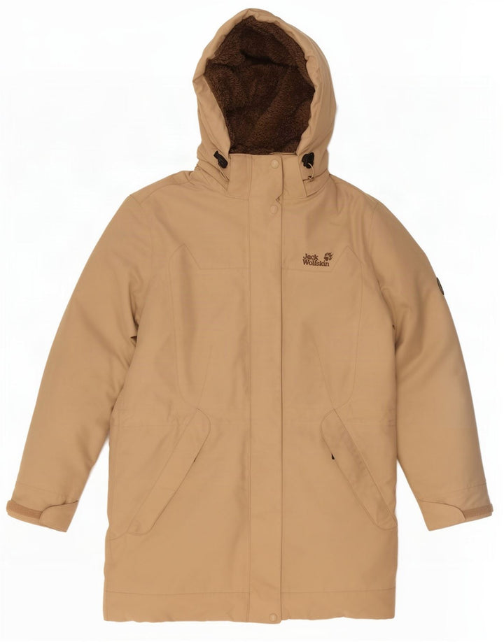 Jack Wolfskin Veste Parka À Capuche Femme UK 14 Polyester Beige Moyen