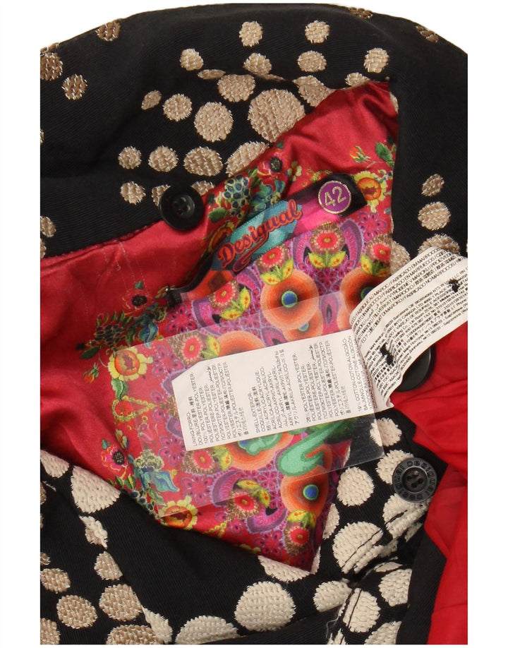 DESIGUAL Manteau Femme EU 42 Grand Acrylique Géométrique Noir