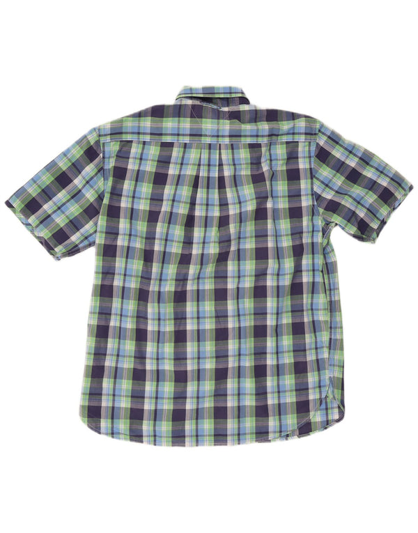 Tommy Hilfiger Chemise à manches courtes pour homme en coton à carreaux bleu moyen