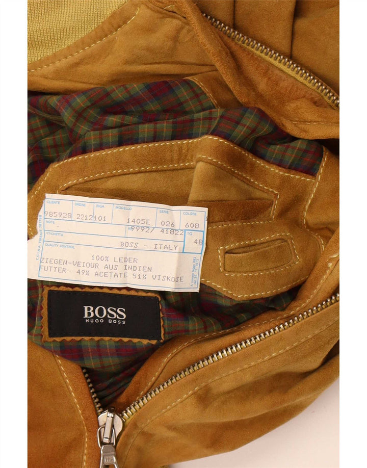 Hugo Boss Veste bomber en daim coupe ample pour homme EU 48 Cuir marron moyen