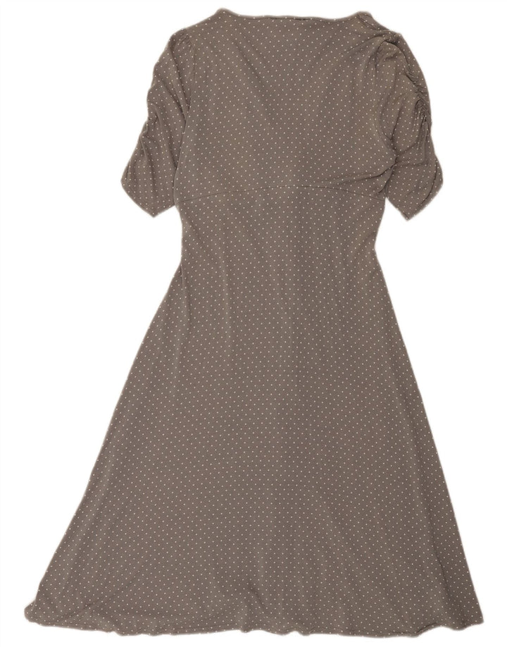 East Robe trapèze pour femme UK 44 Viscose à pois gris moyen