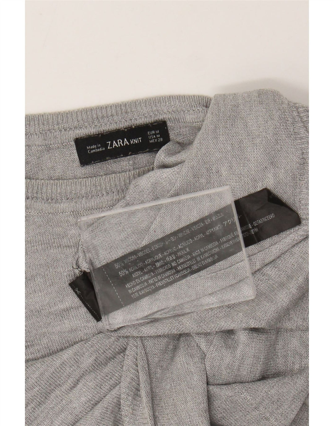 ZARA Pull col bateau pour femme UK 14 Viscose mouchetée gris moyen