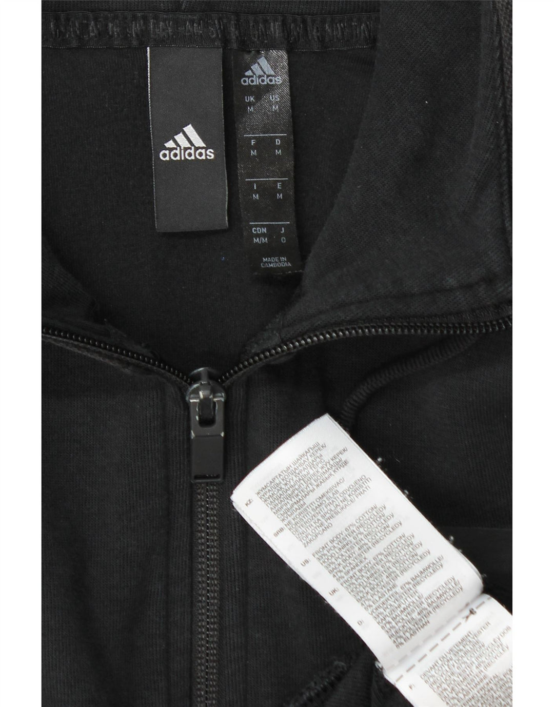 Adidas Pull à capuche zippé pour homme en coton noir moyen