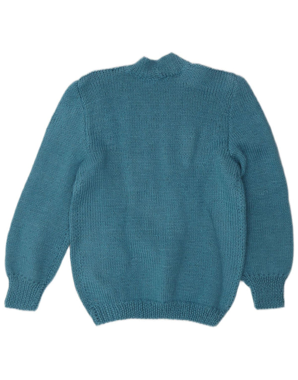 vintage Womens Turtle Neck Jumper Sweater UK 8 Petit Turquoise Classique