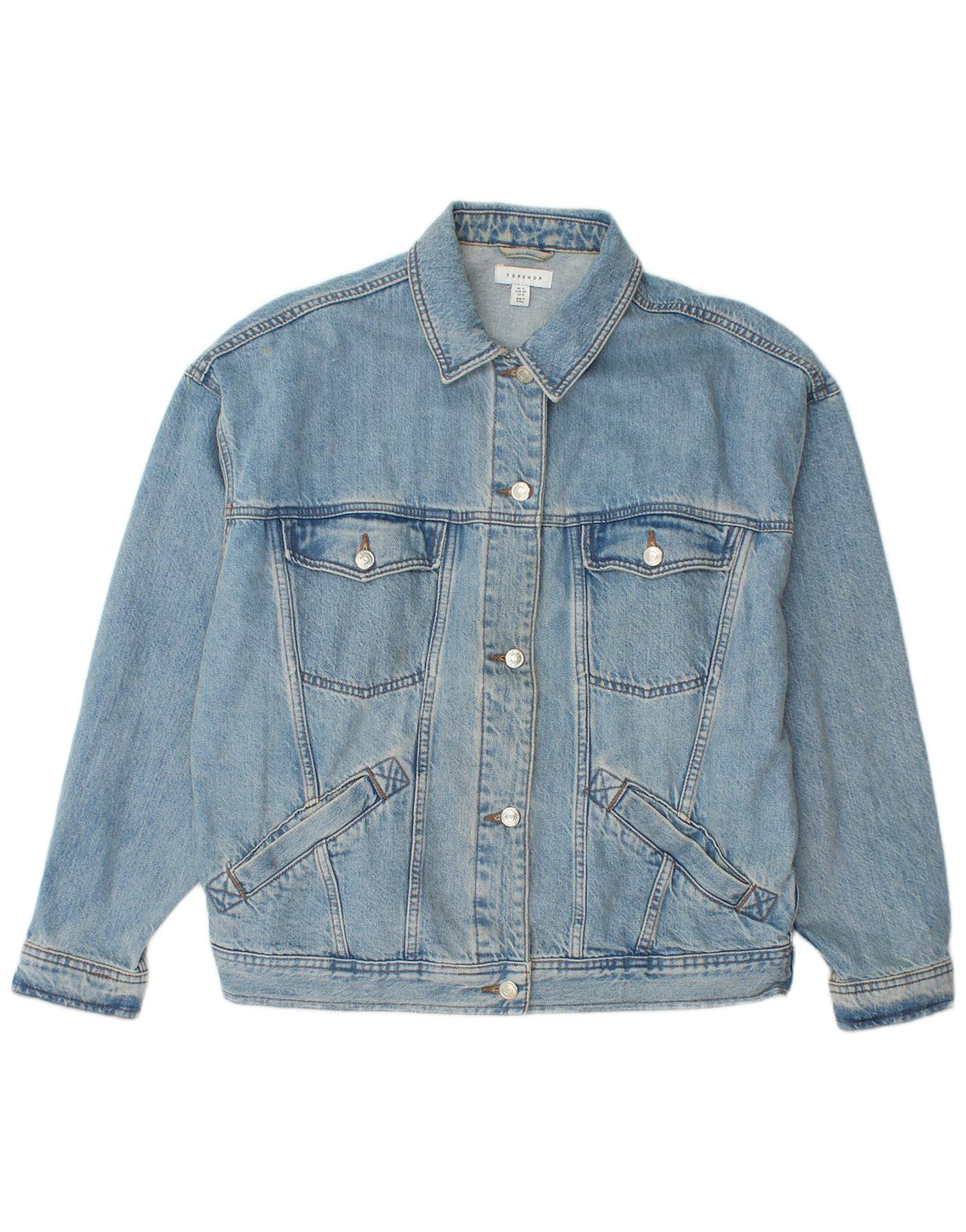 Topshop Veste en Jean Femme UK 12 Coton Bleu Moyen