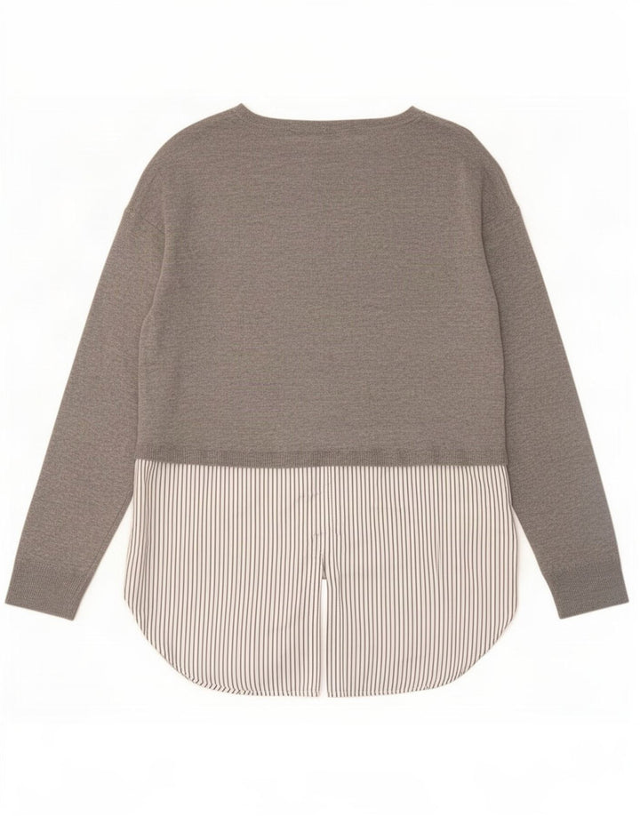Zara Tunique à manches longues pour femme UK 10 Petit Gris Colorblock Polyester