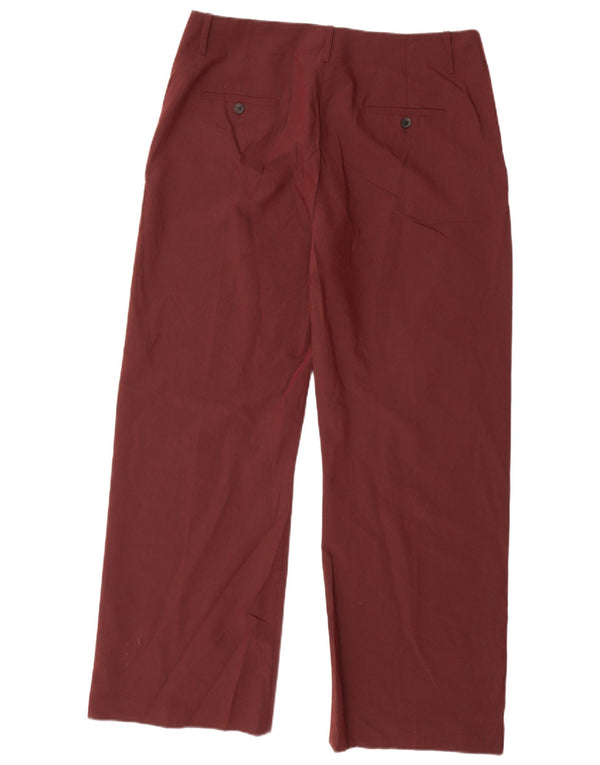 Zara Pantalon Chino Coupe Ample Femme XL W32 L30 Bordeaux Polyester