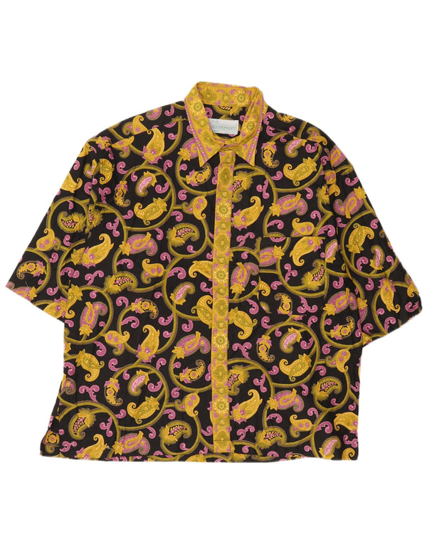 vintage Chemise à manches courtes pour hommes XL Noir Paisley Coton