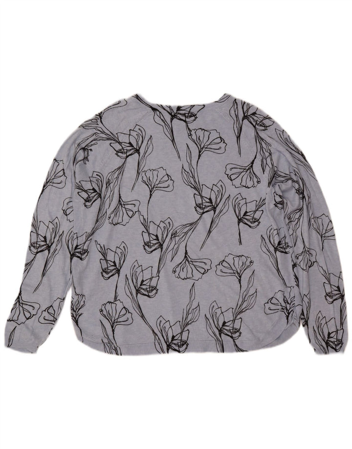 MARKS & SPENCER Pull col bateau pour femme UK 18 XL Bleu floral
