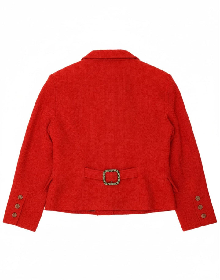 VINTAGE Womens 3 Button Blazer Jacket UK 14 Medium Red