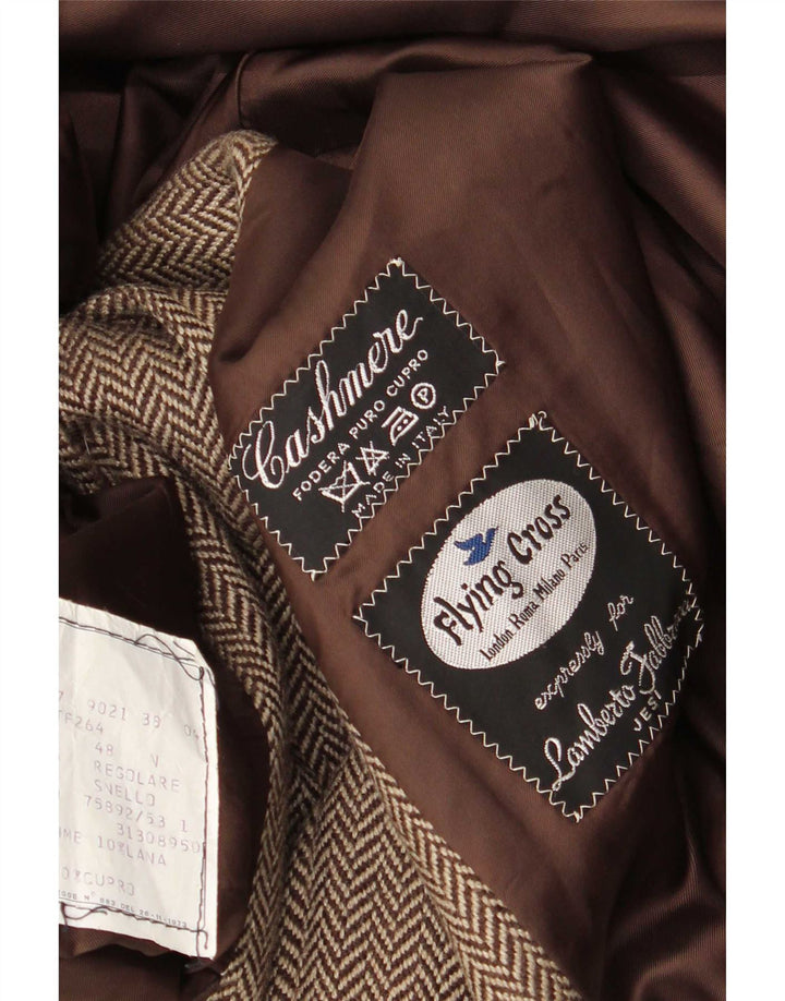 Flying Cross Manteau Homme IT 48 Marron Moyen Chevrons Cachemire