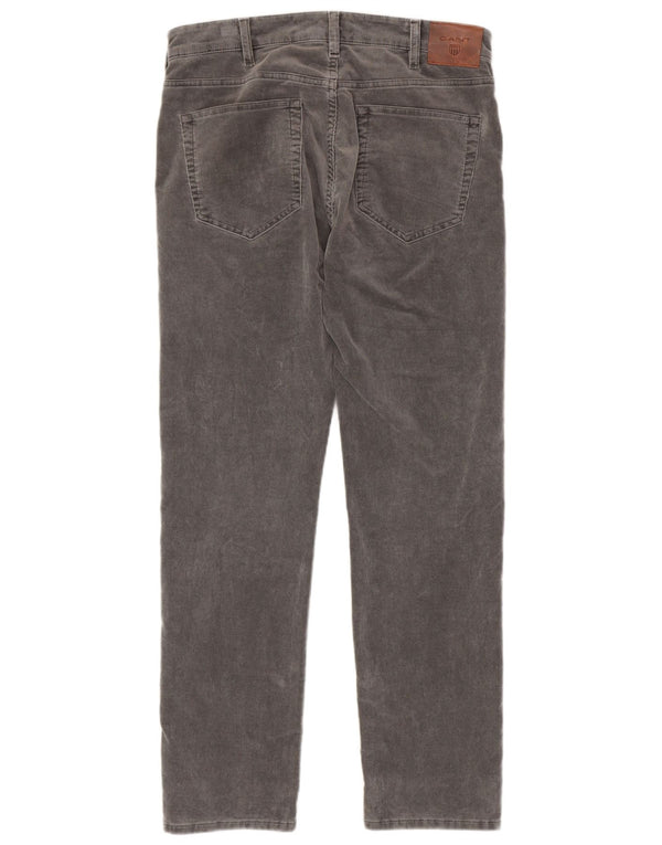 Gant Mens Straight Corduroy Trousers W32 L32 Grey Cotton