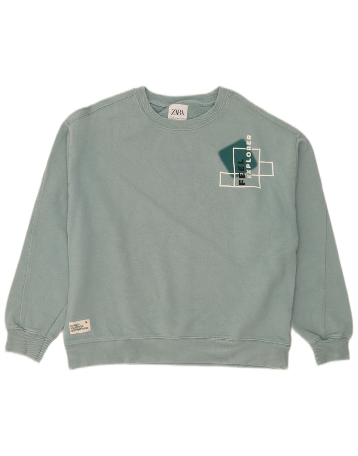 Zara Sweat-shirt Graphique Garçon 13-14 ans Bleu Coton