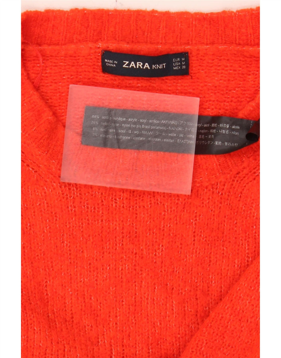Zara Pull long surdimensionné à col rond pour femme Rouge moyen UK 14